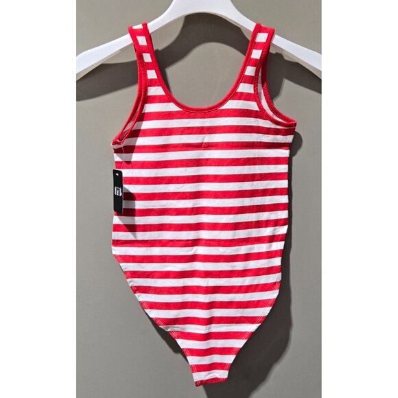 Isaac Morris Red & White Striped Patriotic USA Print Pull On Bodysuit -- Size XS - Picture 4 of 7